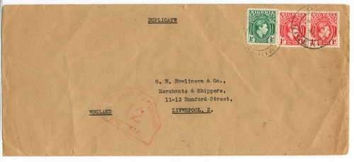 Cover posted from Nigeria to England - back stamped : Oshogbo and Lagos - 3 Nigerian stamps