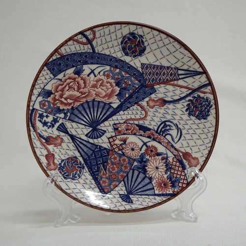Beautiful porcelain plate with hand fan and flower pattern - @ CRAZY R1 start