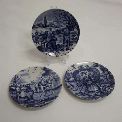 Set of 3 Oude Molen Fabriek B.V. - Delfts Blaauw Small porcelain plates