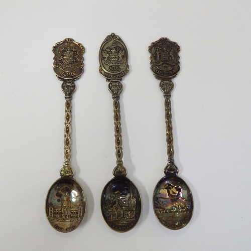 Lot of 3 Vintage van Niekerk 90 souvenir spoons of Cape Town, Paarl and Durban