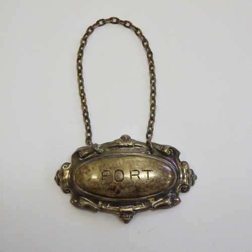 Silver plated antique wine label marked Port