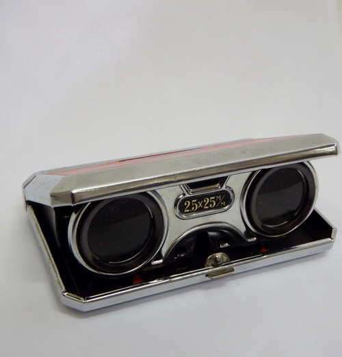 Pair of vintage Eikow 2.5x opera / horse racing fold up binoculars