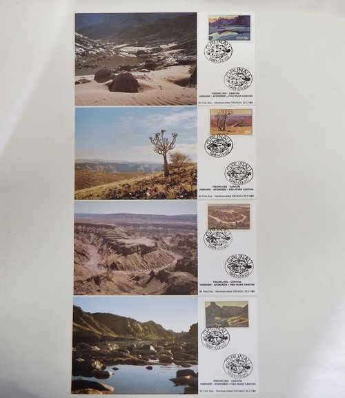 Lot of 4 SWA Fish River Canyon maxi - cards 1981 first day - Hand cancelled in Grunau