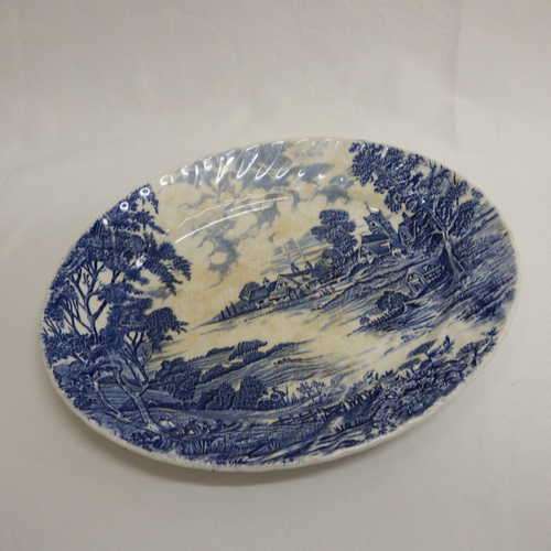 Staffordshire Ridgway blue porcelain platter - some cracking