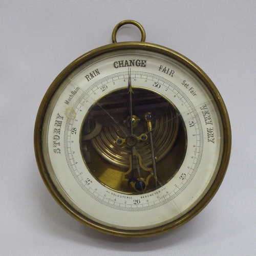 Antique Brass Holosteric Barometer - cracked glass