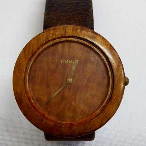 Vintage Tissot Genuine Wood Watch - working