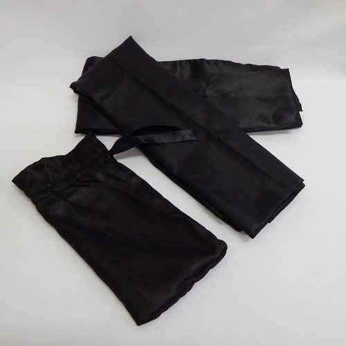 Pair of black satin pillowcases in satin bag - helps prevent wrinkles