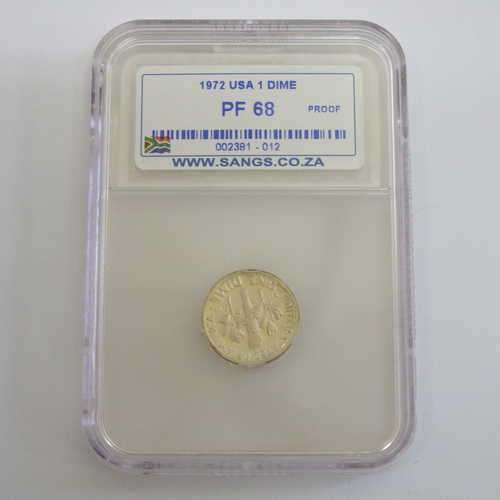1972 USA 1 Dime - Graded PF 68 by SANGS