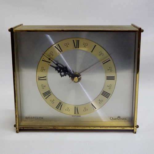 Vintage Westclox Quartmatic clock with brass casing - working