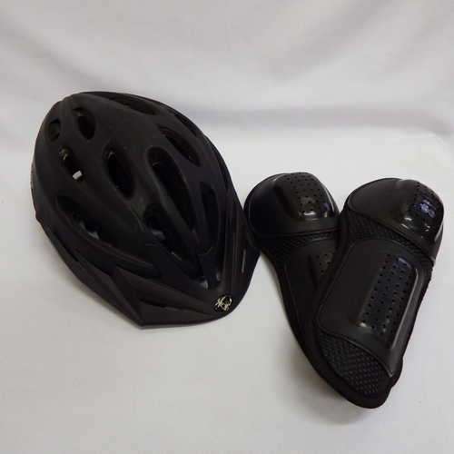 Bicycle helmet and knee pads