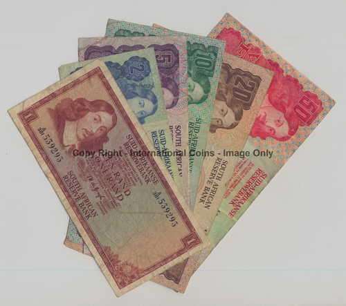 Lot of 6 RSA banknotes - R1 - R50
