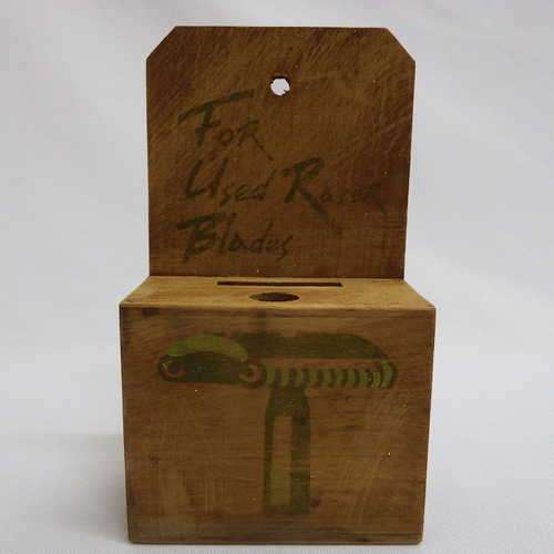 Antique wooden box for used razor blades