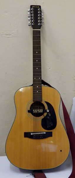 Vintage Diaz 12 string guitar Model SF 18 - 1 -With portable electric pickup unit -Needs new strings
