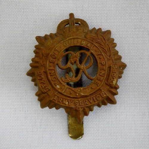 Royal Army Service corps cap badge with slide - Kings crown