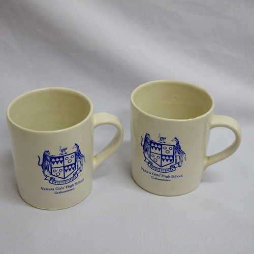 Pair of Victoria Girls` High School Grahamstown coffee mugs