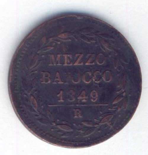 Italian Papal states 1849 R 1/2 Baiocco