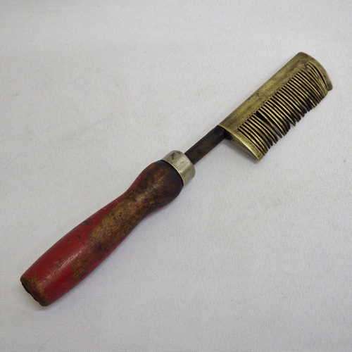 Antique brass heated comb for hairdressers