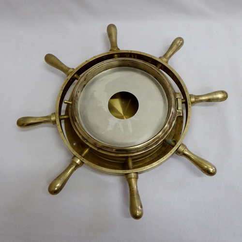 Vintage brass ships steering wheel frame