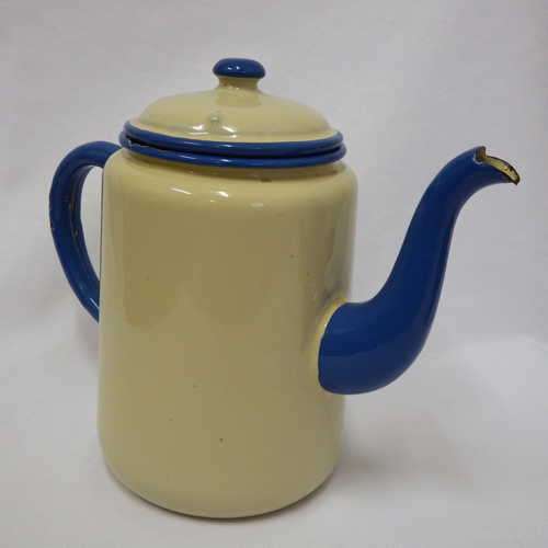 Vintage enamel tin tea pot
