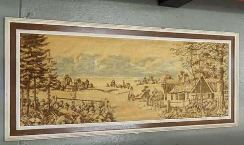 Framed Dutch scene carpet - Size : With frame : 182,5 x 80 cm - Without frame: 163 x 51 cm
