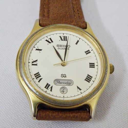 Vintage Seiko Quartz S2 mens watch - Serial 5Y23 - 7040 A4 - Working - With day / date setting