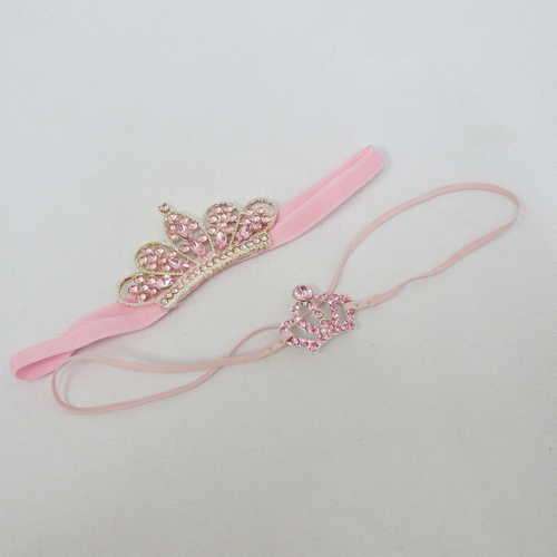 Lot of 2 new pink head bands with crowns
