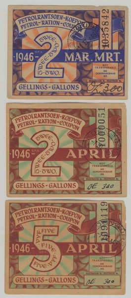 Lot of 3 different 1946 petrol coupons - @ Crazy R1 start