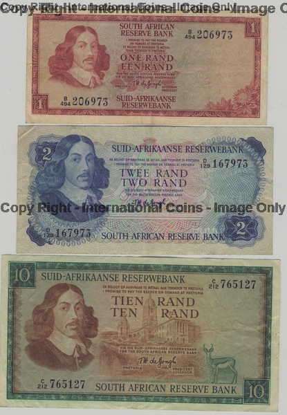 Lot of 3 old South African banknotes