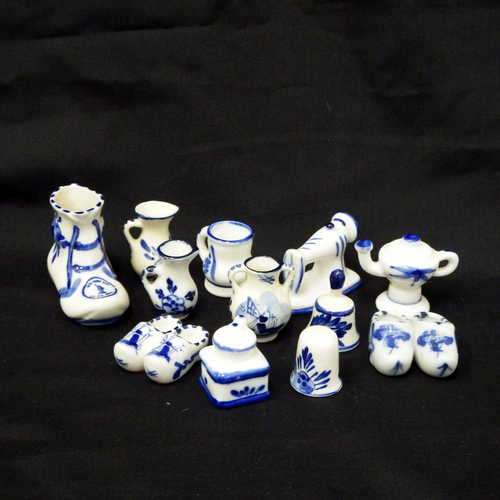 Lot of 12 Delft looking miniature ornaments