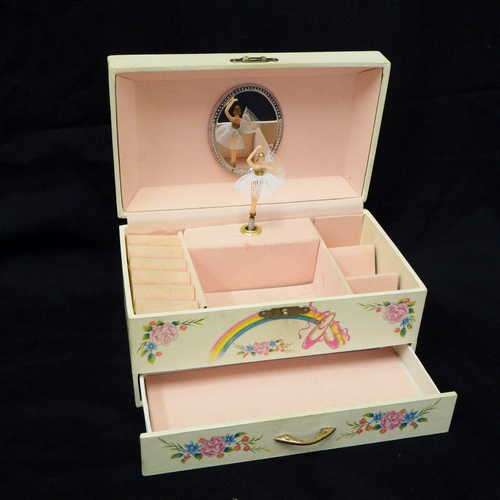 Vintage little girls jewellery box with dancing ballerina and music (working)  (clasp broken)