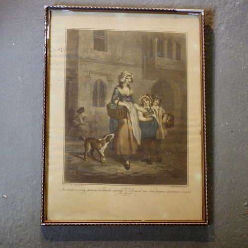 Vintage print of "Two bunches a penny primroses, two bunches a penny" by F. Wheatley RA