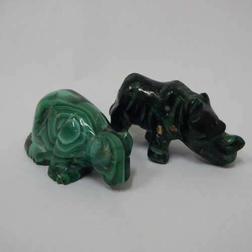 Lot of 2 small Malachite animal figurines