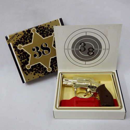 Vintage 38 revolver electric piezo gas lighter in original box - Not working