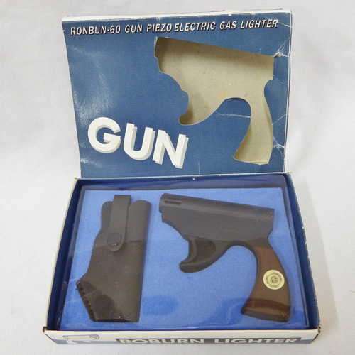 Vintage Ron.Bun - 60 gun piezo gas lighter in original box with holster - Not working