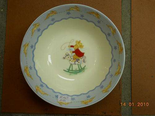 BUNNYKINS Cereal bowl in porcelain.Blue border.