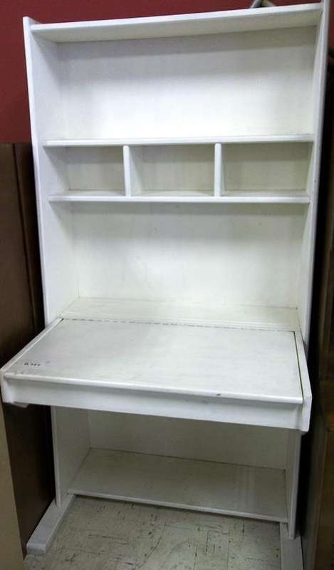 Tall white writing desk