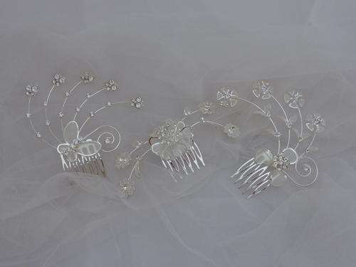 3 silver diamante hair combes