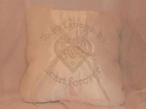 Embroidered Wedding Ring Cushion, by Dream Day Couture
