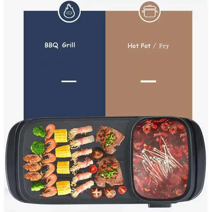 SOKANY multifunctional electric griddle indoor hot pot with non-stick smokeless rectangular griddle