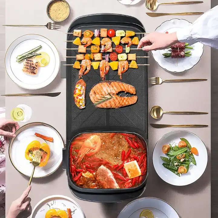 SOKANY multifunctional electric griddle indoor hot pot with non-stick smokeless rectangular griddle