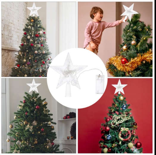 Christmas Tree Top LED Star White 15cm