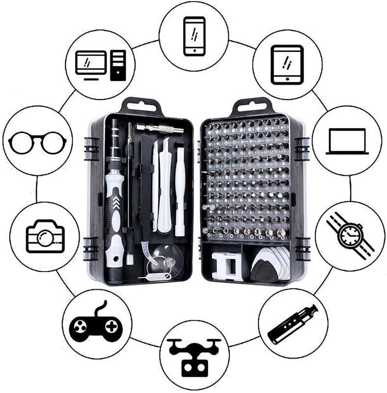 Screwdriver Set 115 in 1 Screwdriver Set Repair Tool Set, Alloy Mini Hardened Screwdriver Set