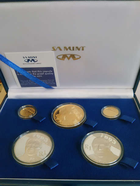 2007 Protea Proof FW de Klerk and NR Mandela 5 Coins