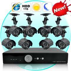 Complete Surveillance Kit (H264 DVR + 8 SONY CCD Weatherproof Camera + 1TB HDD) FREE SHIPPING