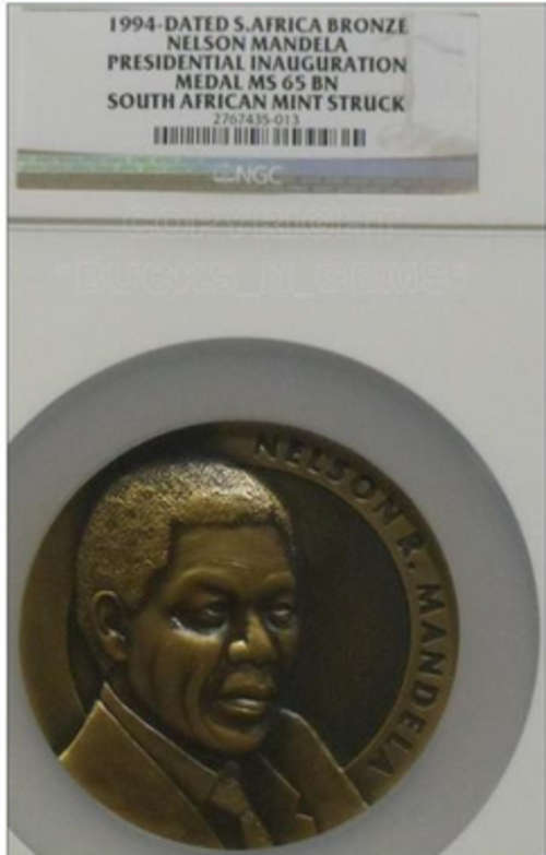 **NEW TO BIDORBUY**MANDELA 1994 PRESIDENTIAL INAUGURATION MEDAL GRADED **MS65BN**-RARE
