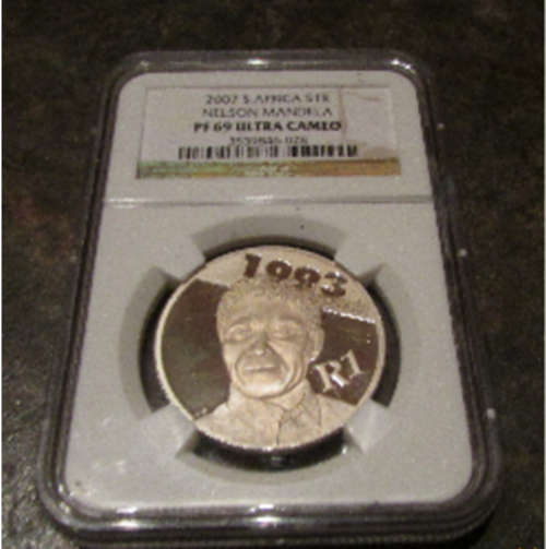 2007 NELSON MANDELA R1 SILVER, NGC PF69 Ultra Cameo. Fantastic Coin to own