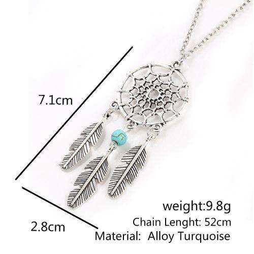 Vintage Dream Catcher Leaves Pendant Necklace