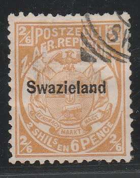 Swaziland 1889 2/6d Used, Short Perf