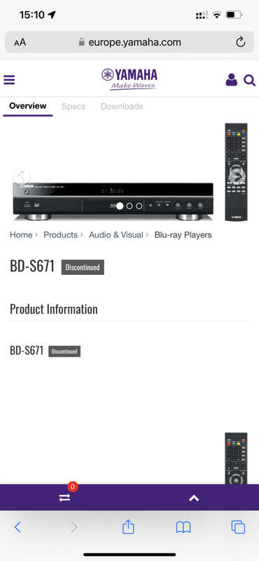 Yamaha bd s671 Blu-ray player + 10bd discs