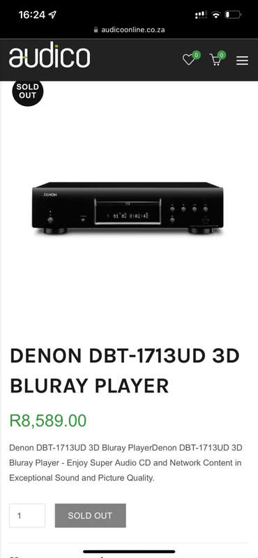 DENON DBT-1713UD 3D BLURAY PLAYER + 5 free blu ray movies (No remote)